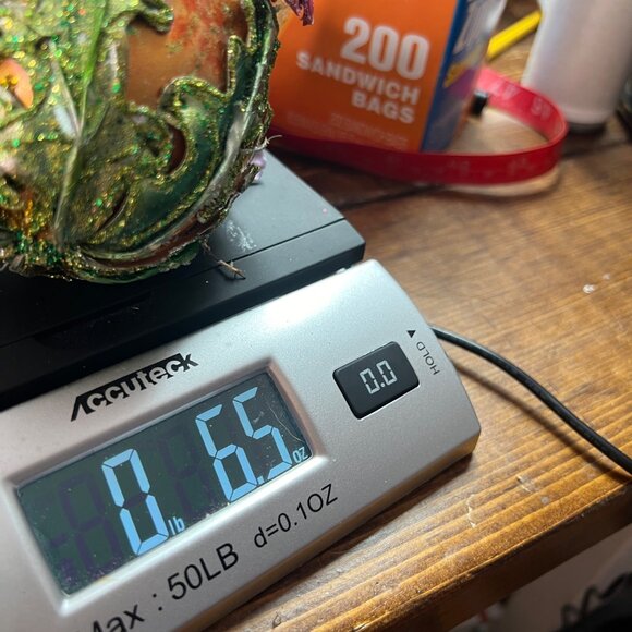 Handcrafted Floral Glitter Ornament Set With Red & Gold Egg Flower Designs - Picture 11 of 13